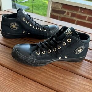 Converse Chuck Taylor All Star Madison Mid Black Gold Canvas Shoes Womens 10